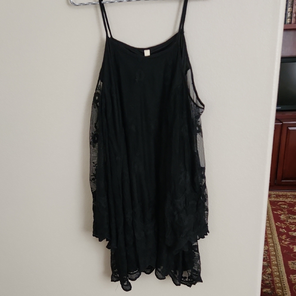 Elan Black Asymmetrical Tiered Cocktail Dress